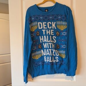 Ugly Hanukkah Sweater - Deck The Halls With Matzoh Balls